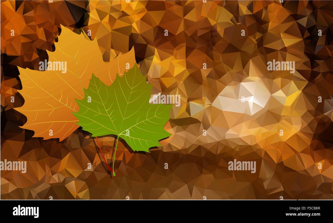 Abstract background è basso poli con foglie di autunno.vettore Illustrazione Vettoriale