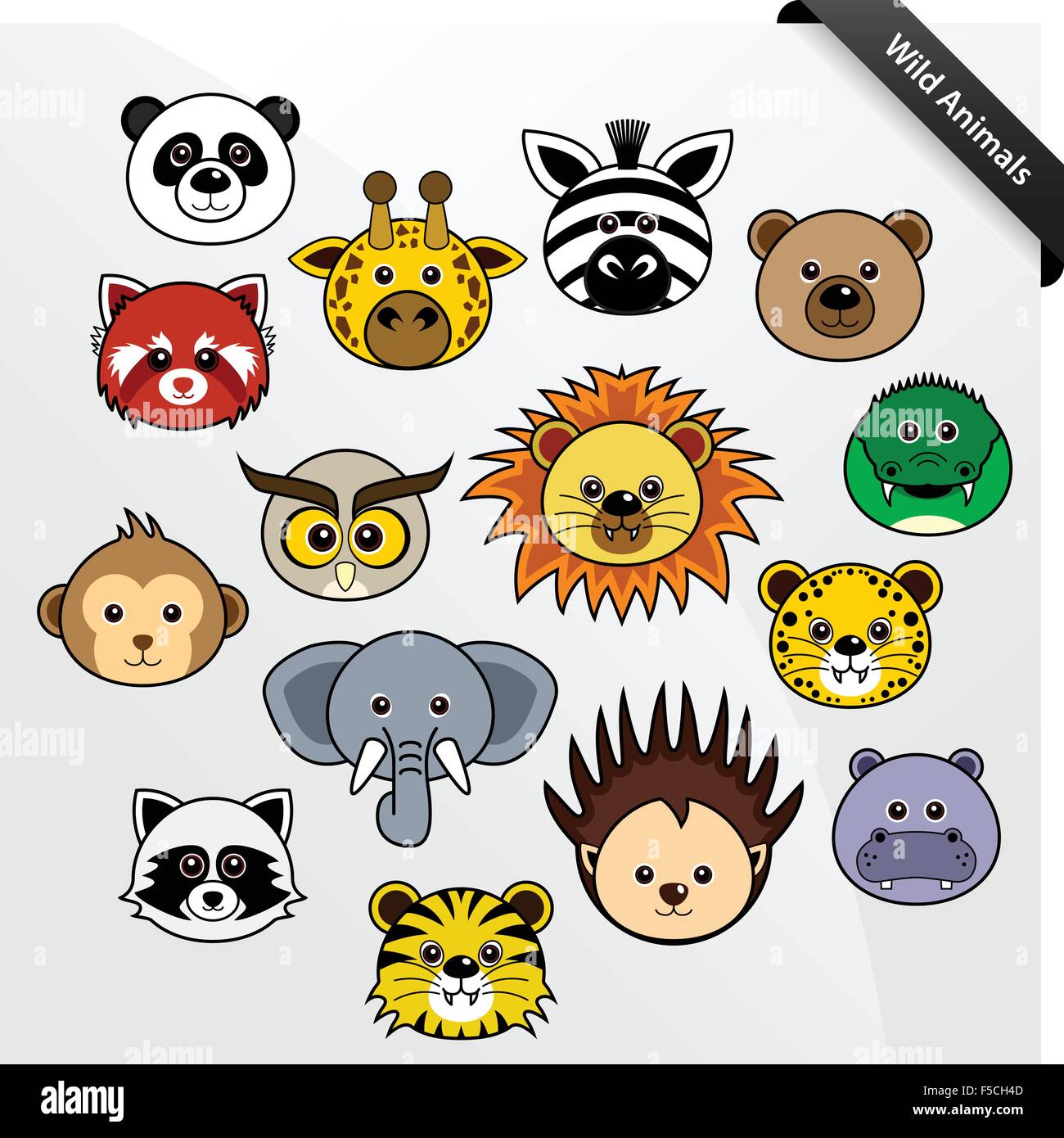 La fauna animale Cartoon carino Illustrazione Vettoriale