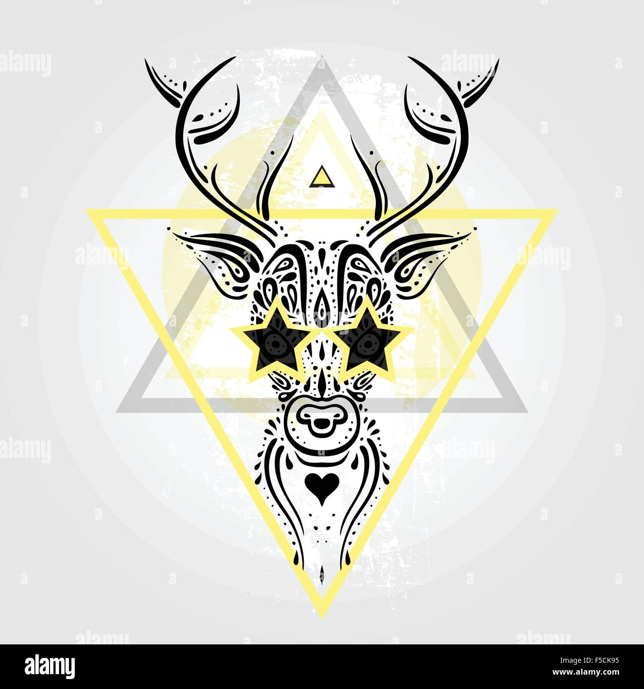 Testa di cervo. Disegno tribale. Illustrazione Vettoriale