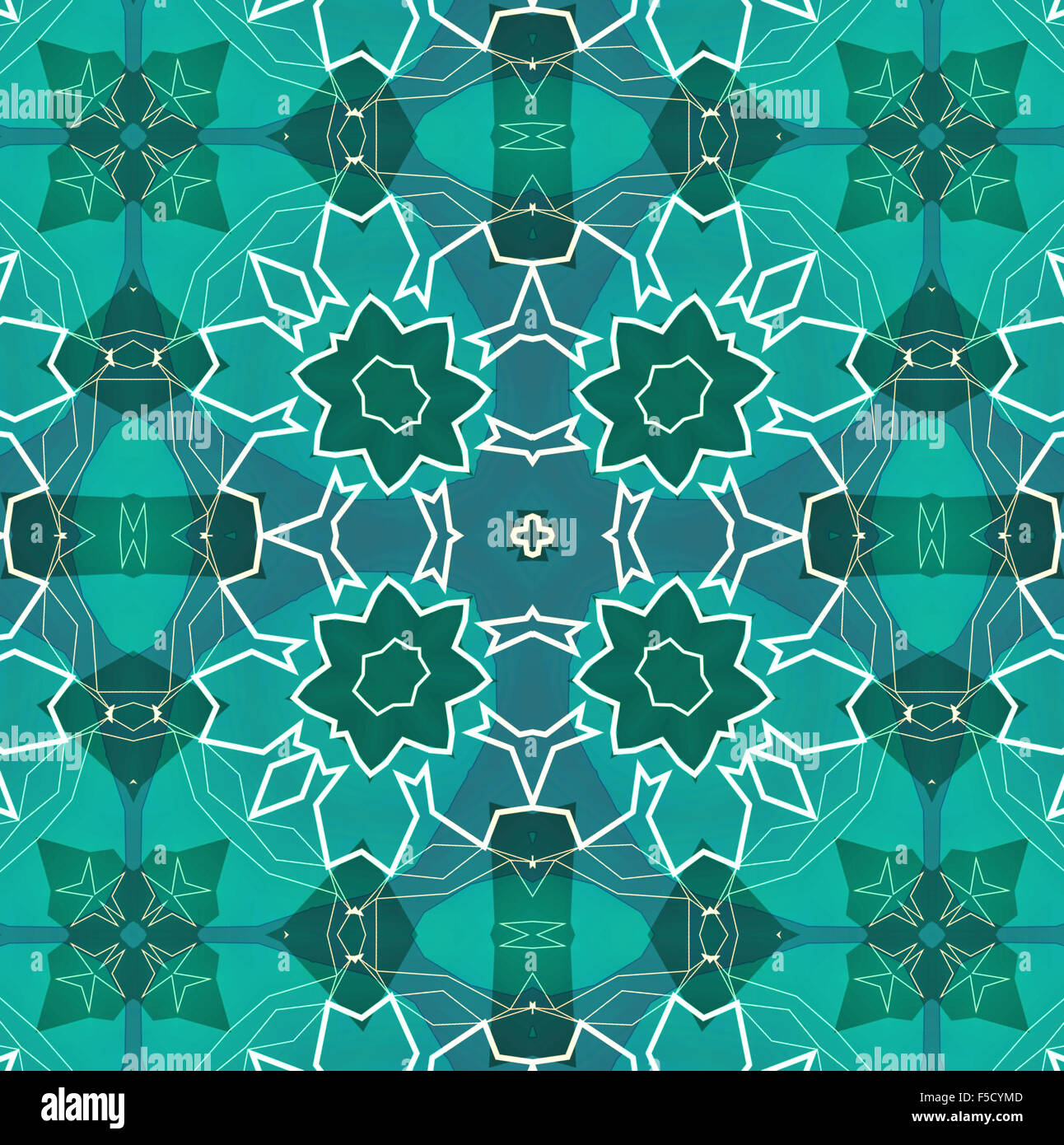 Abstract verde caleidoscopio stella sullo sfondo pattern. folwer Foto Stock