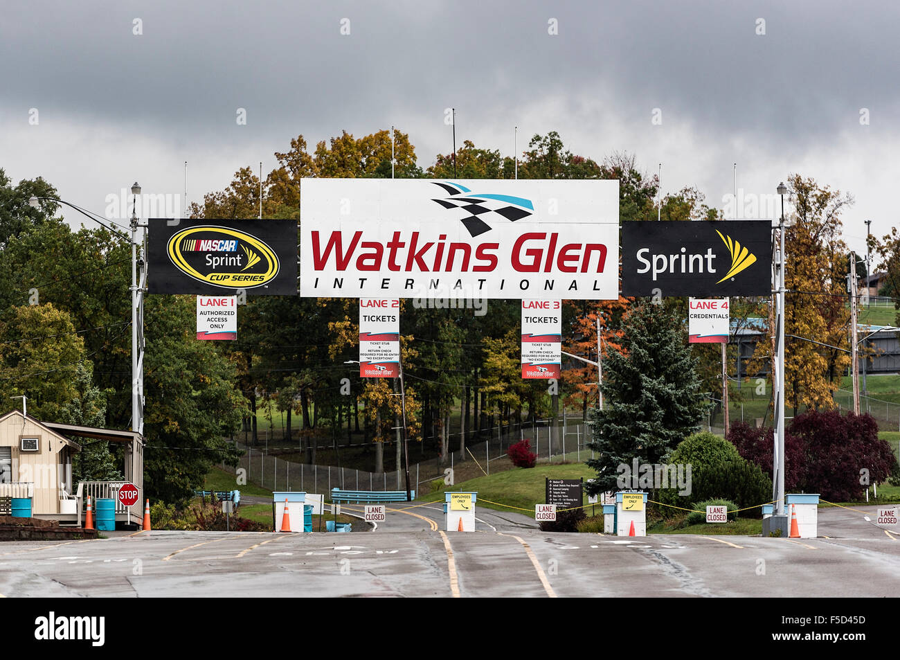 Watkins Glen International Race Track varco di ingresso, Watkins Glen, New York, Stati Uniti d'America Foto Stock