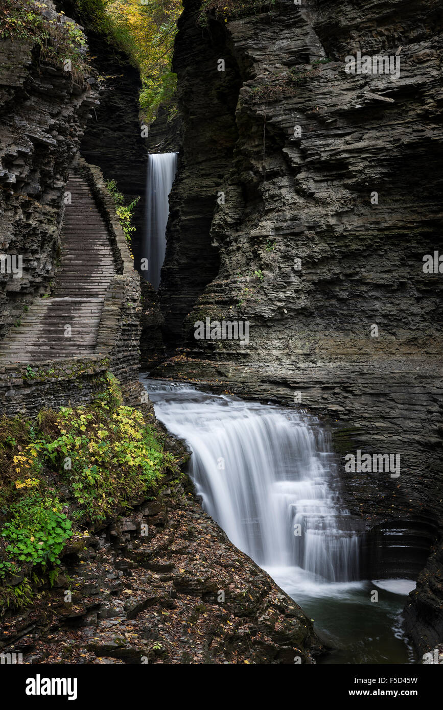 La cascata di Watkins Glen il Parco Statale di Watkins Glen, New York, Stati Uniti d'America Foto Stock
