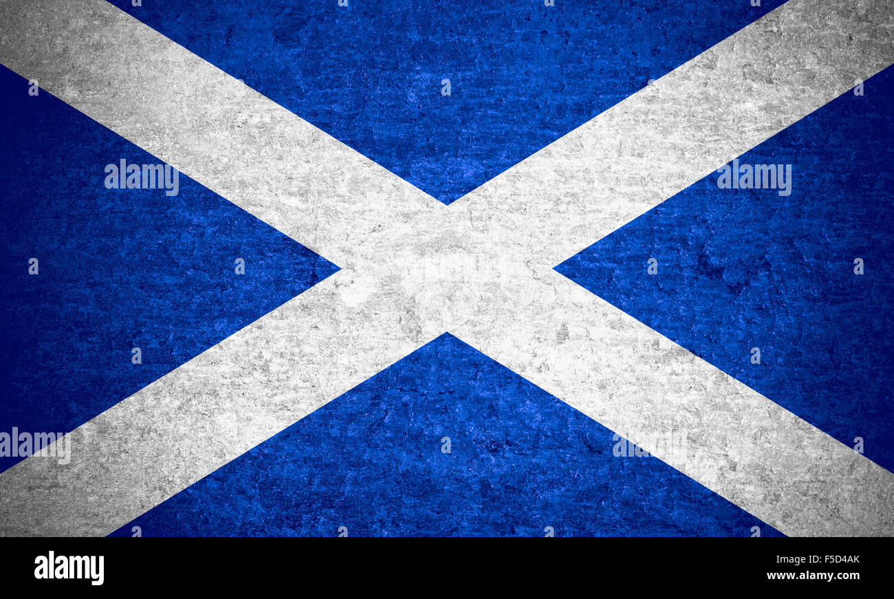 Bandiera della Scozia o Scottish banner sul vecchio metallo sfondo texture Foto Stock