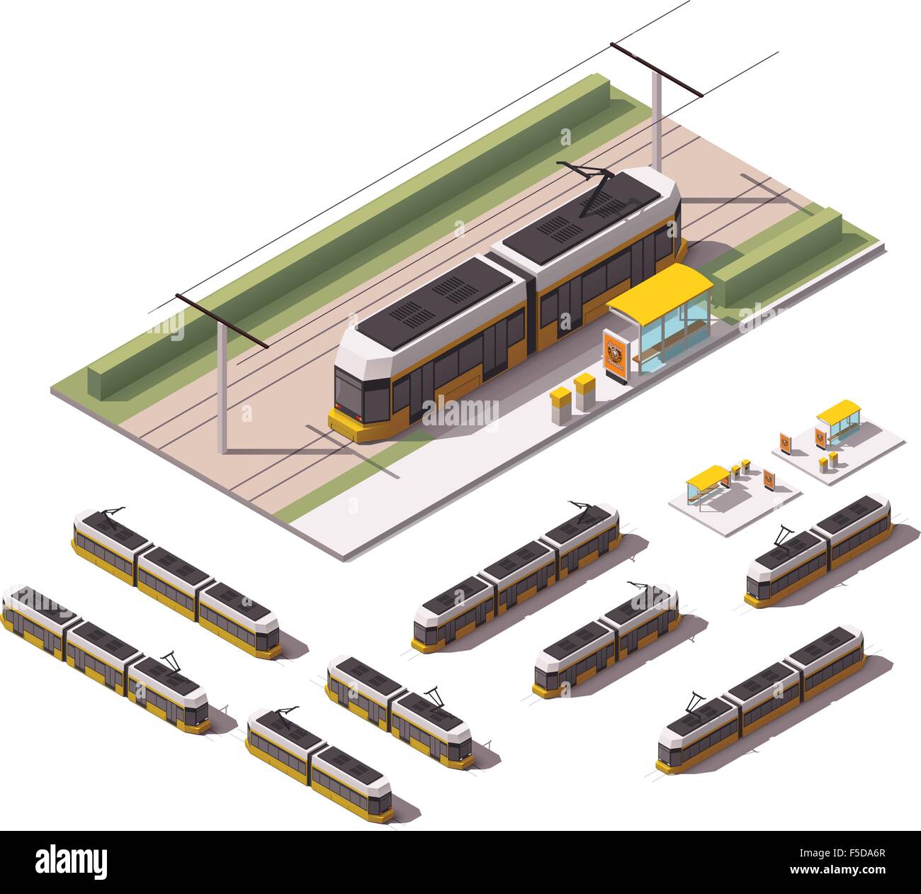 Vettore di tramvie isometrica Illustrazione Vettoriale