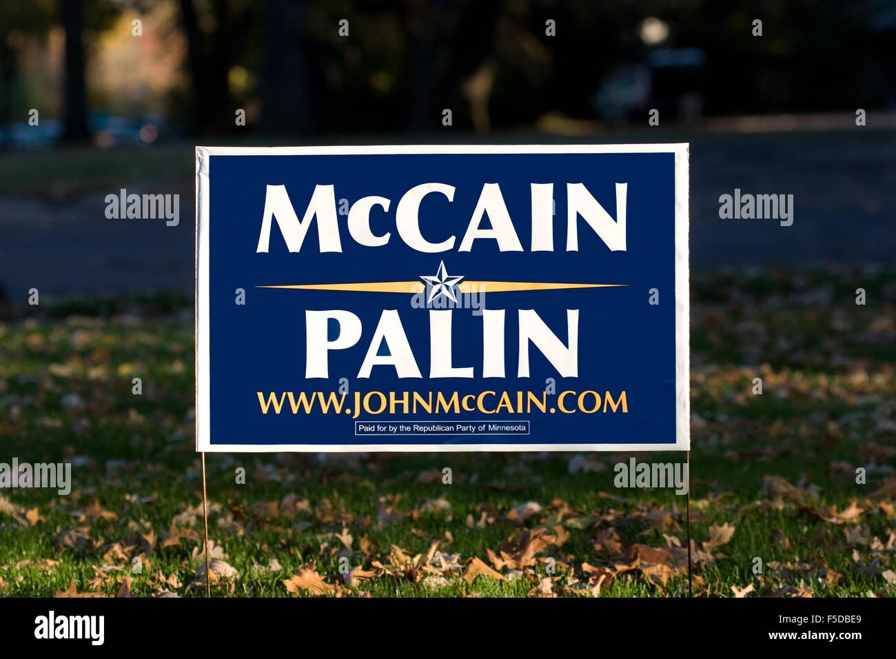 2008 Stati Uniti campagna presidenziale di segno di cantiere per il candidato repubblicano John McCain e Sarah Palin Foto Stock
