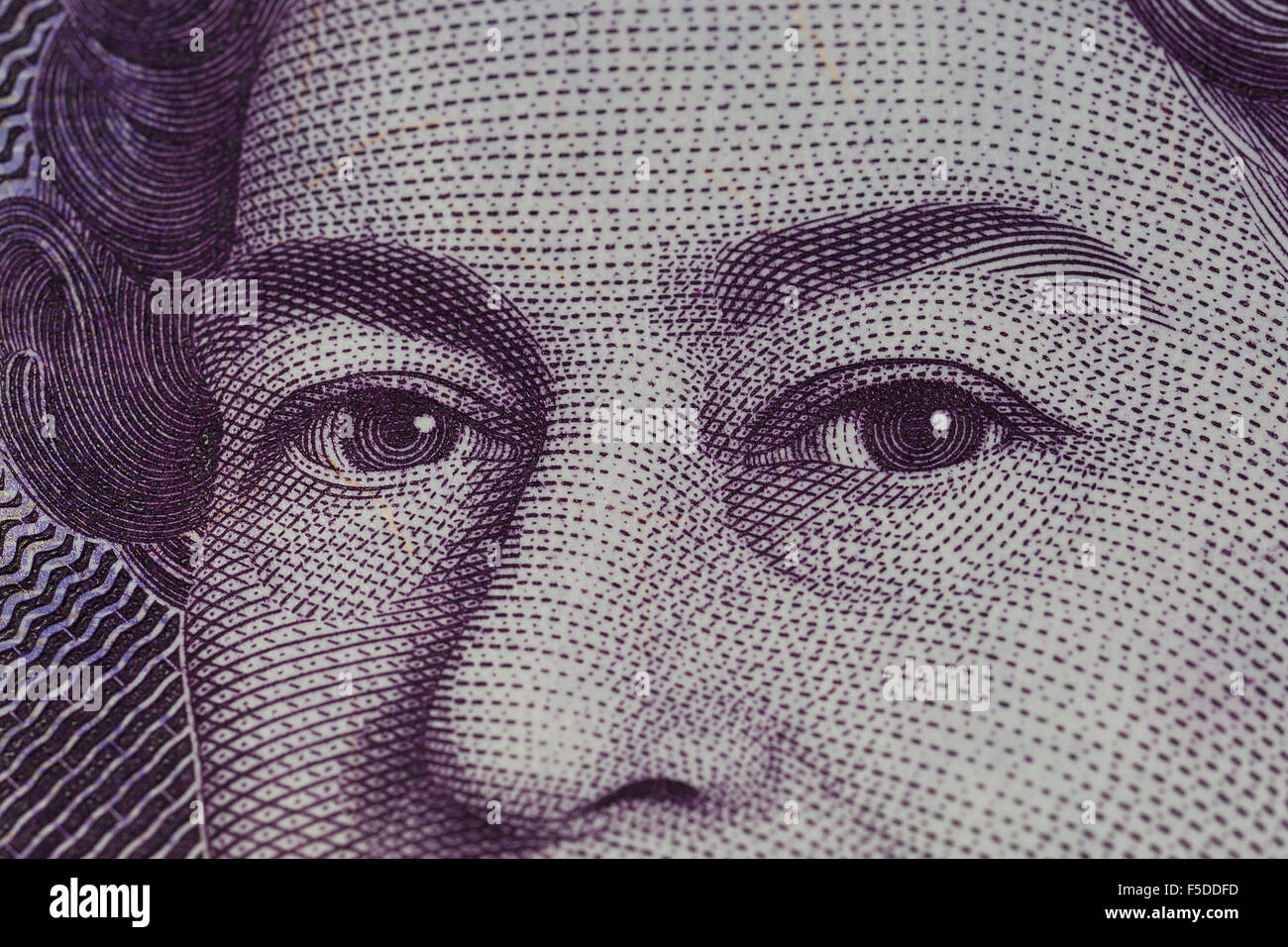 Vicino la fotografia del Queens Head su un £20 nota. Foto Stock