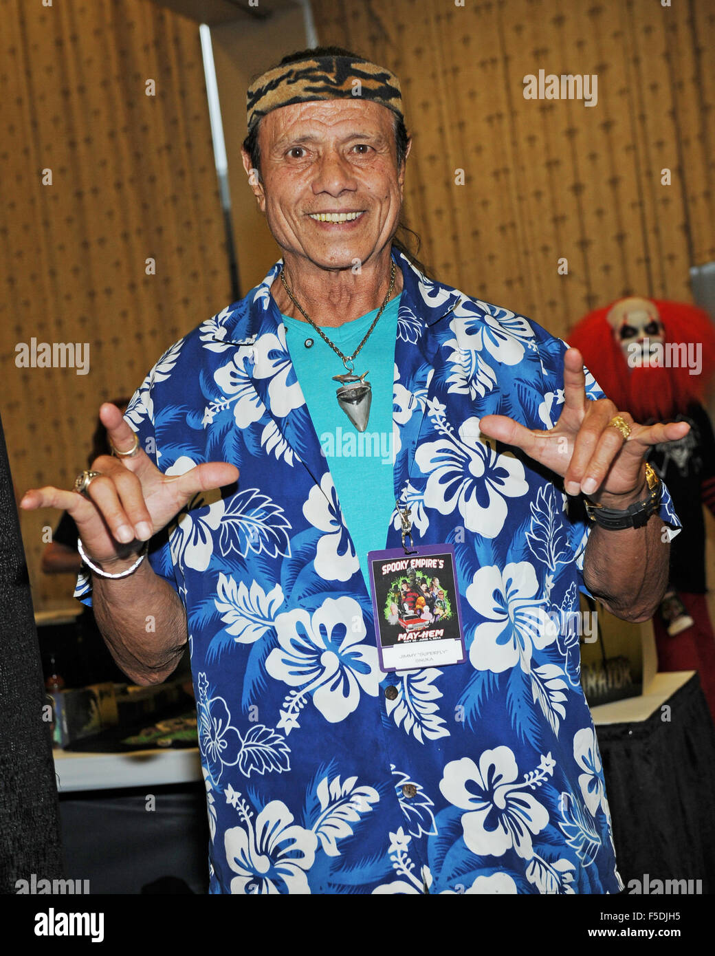 1 Settembre : ex wrestling professionale star Jimmy 'Superfly' Snuka è stato caricato con il terzo grado di omicidio e omicidio colposo nella morte della sua fidanzata **foto File** Jimmy 'Superfly' Snuka appare all'Impero Spooky Convenzione sulla Foto Stock