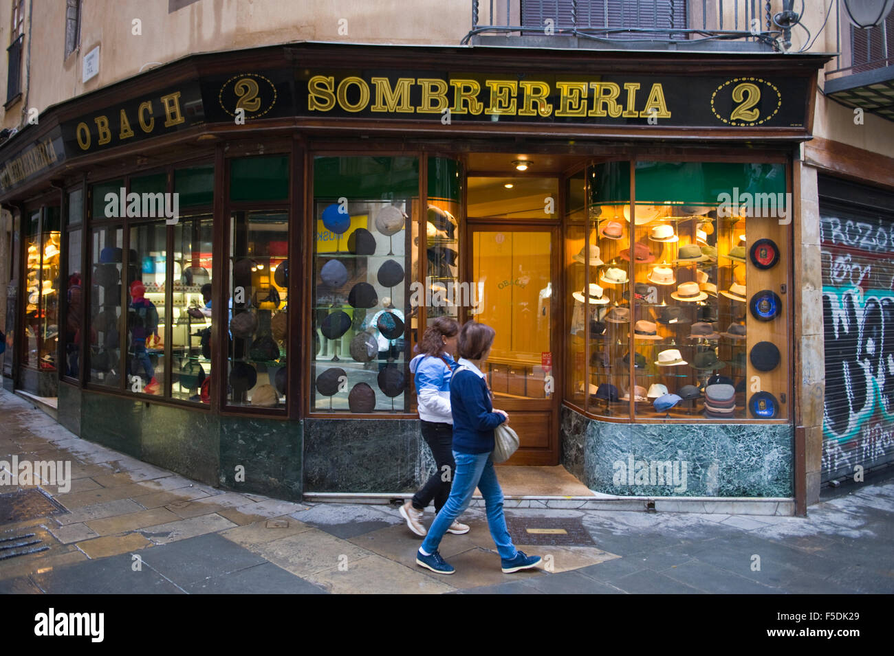 Tradizionale Sombrereria hat shop a Barcellona Catalonia Spagna ES Foto Stock