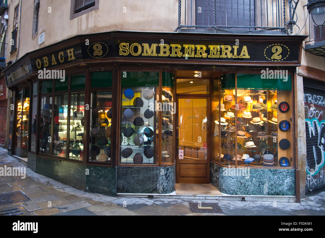 Tradizionale Sombrereria hat shop a Barcellona Catalonia Spagna ES Foto Stock