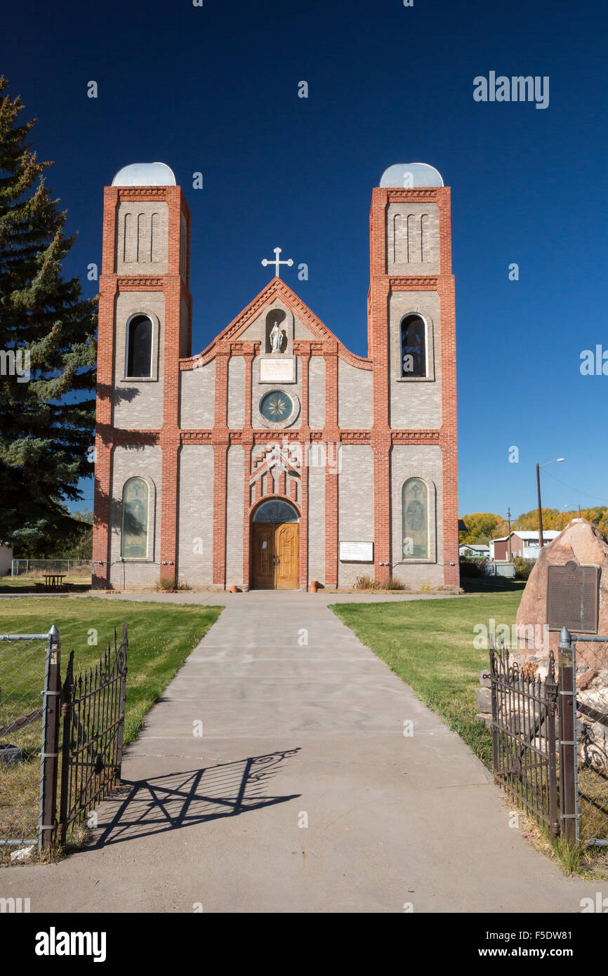 Conejos, Colorado - Nostra Signora di Guadalupe La Chiesa cattolica, ha affermato di essere la più antica chiesa in Colorado. Foto Stock