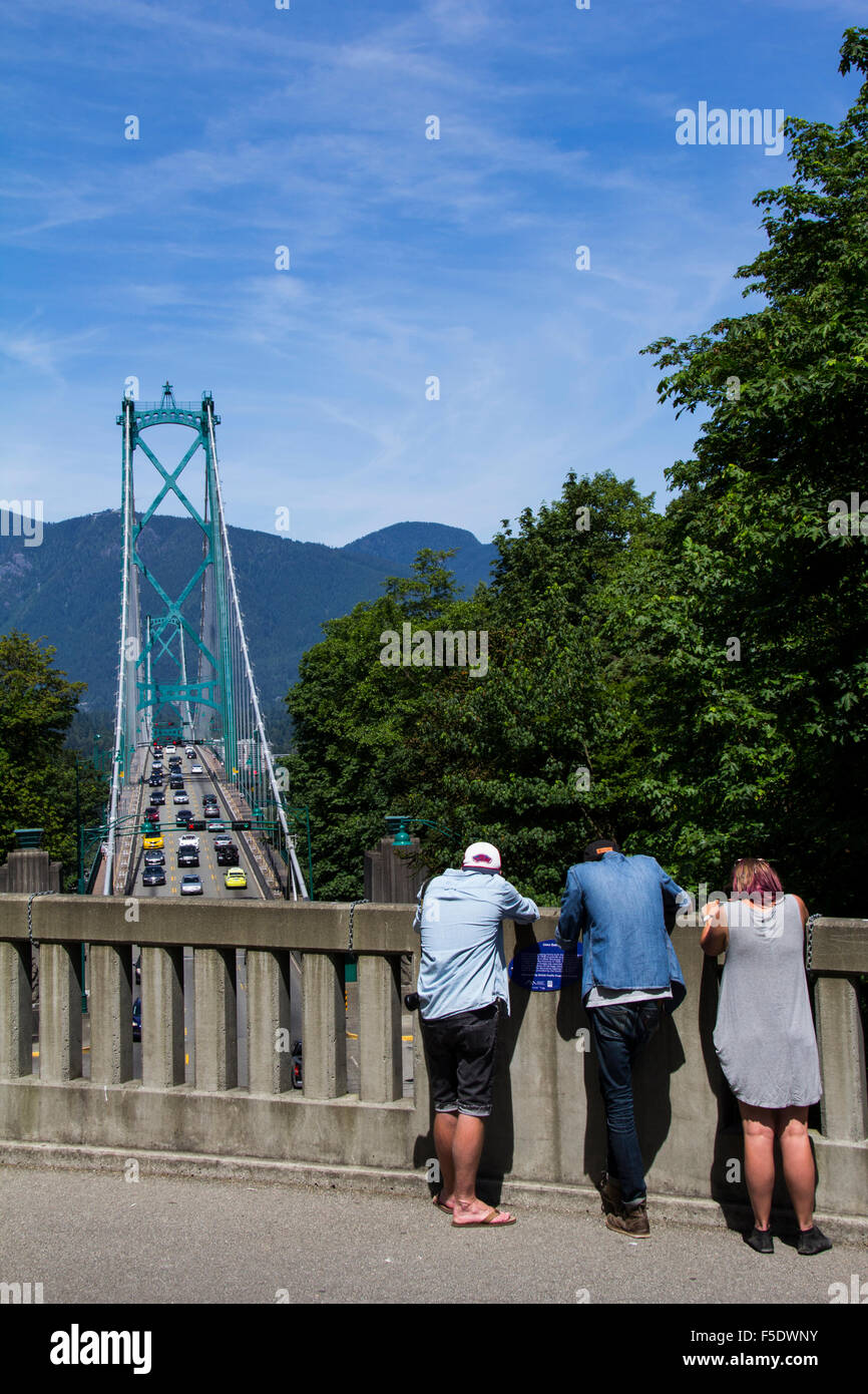 Ponte Lions Gate, visto da Stanley Park, Vancouver, British Columbia, Canada Foto Stock