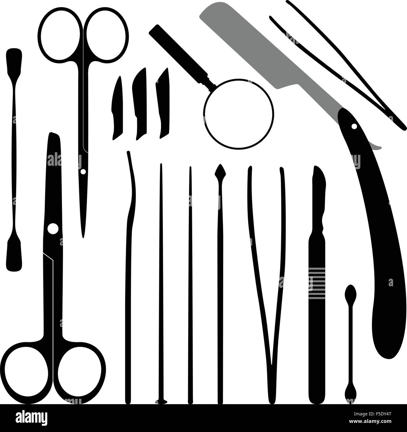 Strumenti di dissezione attrezzature e kit Illustrazione Vettoriale