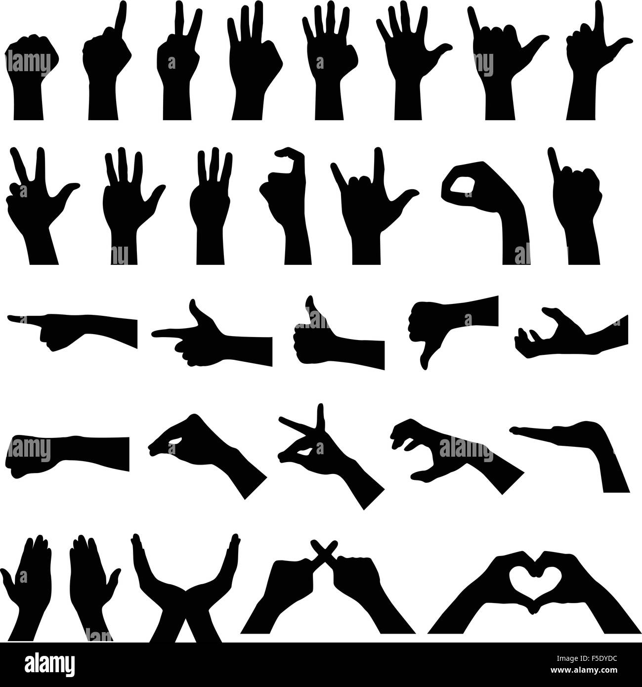 Segno di mano gesto sagome Illustrazione Vettoriale