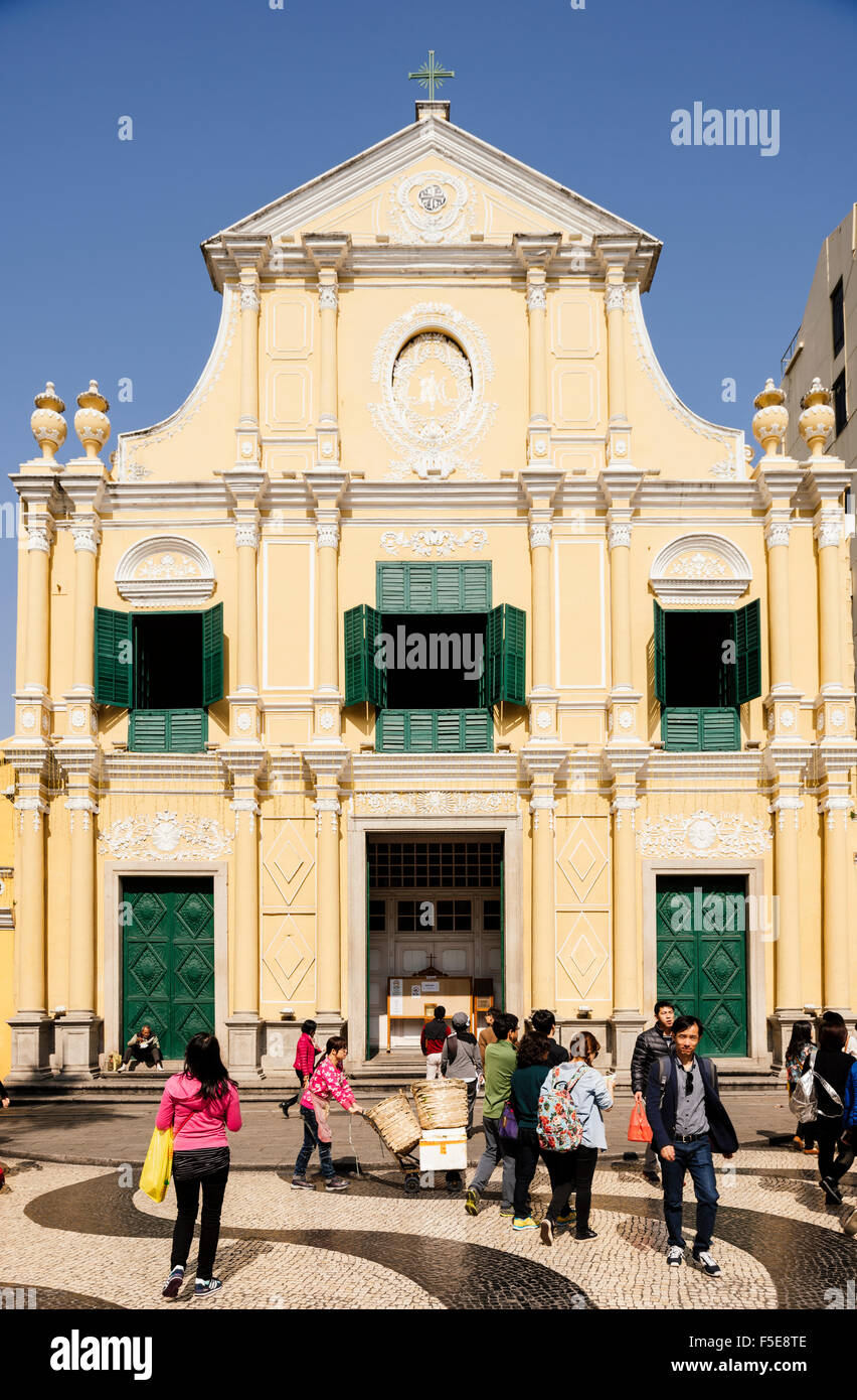 La facciata della Cattedrale di San Paolo, Macau, Cina e Asia Foto Stock