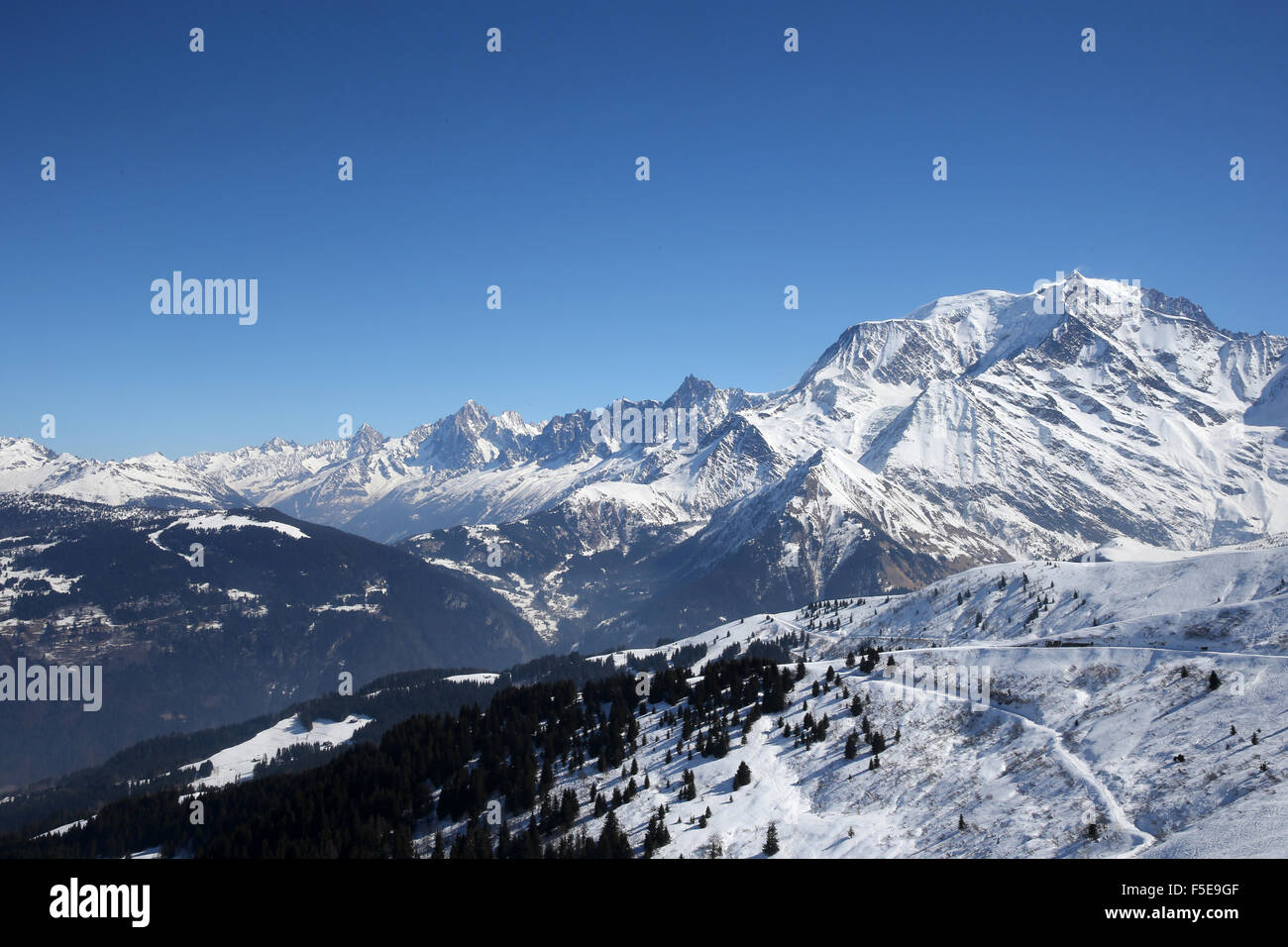 Mont Blanc in Saint-Gervais les Bains, Haute-Savoie, sulle Alpi francesi, Francia, Europa Foto Stock