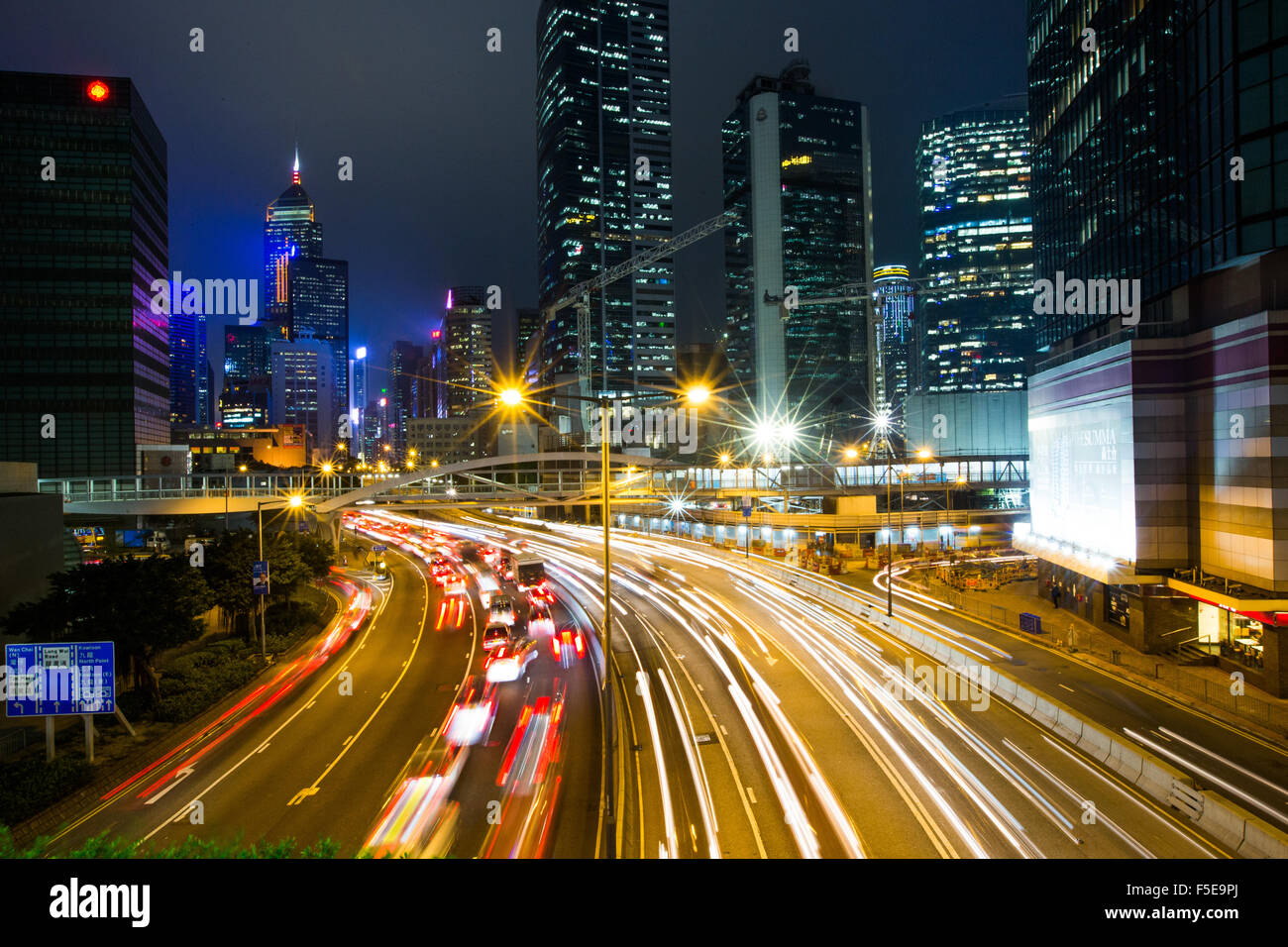 Di Hong Kong di notte, Hong Kong, Cina, Asia Foto Stock