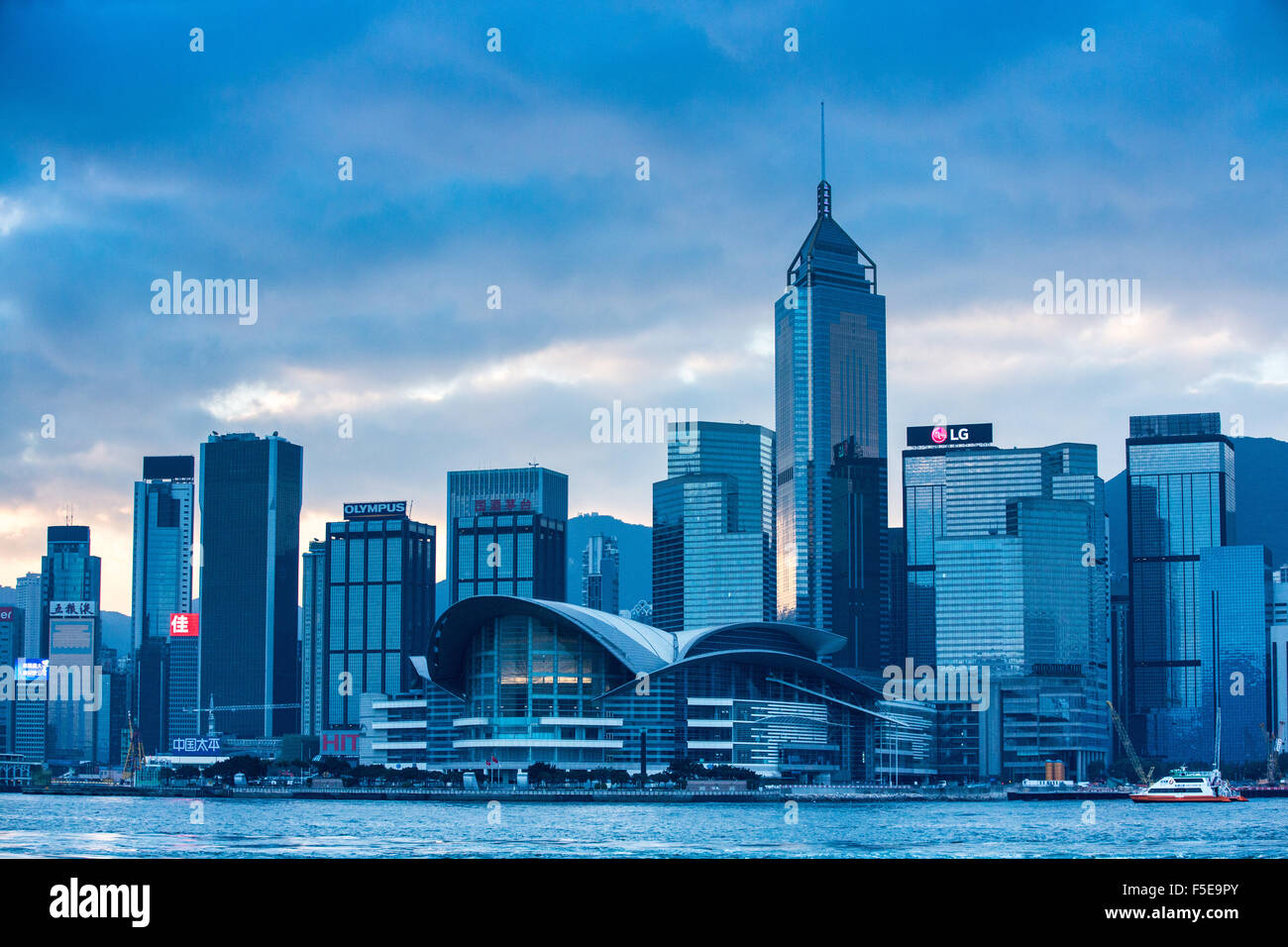 Skyline di Hong Kong, Hong Kong, Cina, Asia Foto Stock