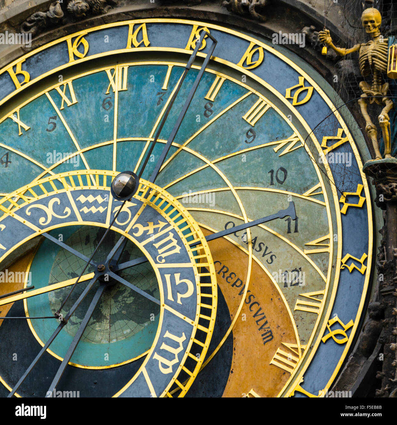 Orologio astronomico, Municipio della Città Vecchia di Praga, patrimonio mondiale dell UNESCO, Repubblica Ceca, Europa Foto Stock