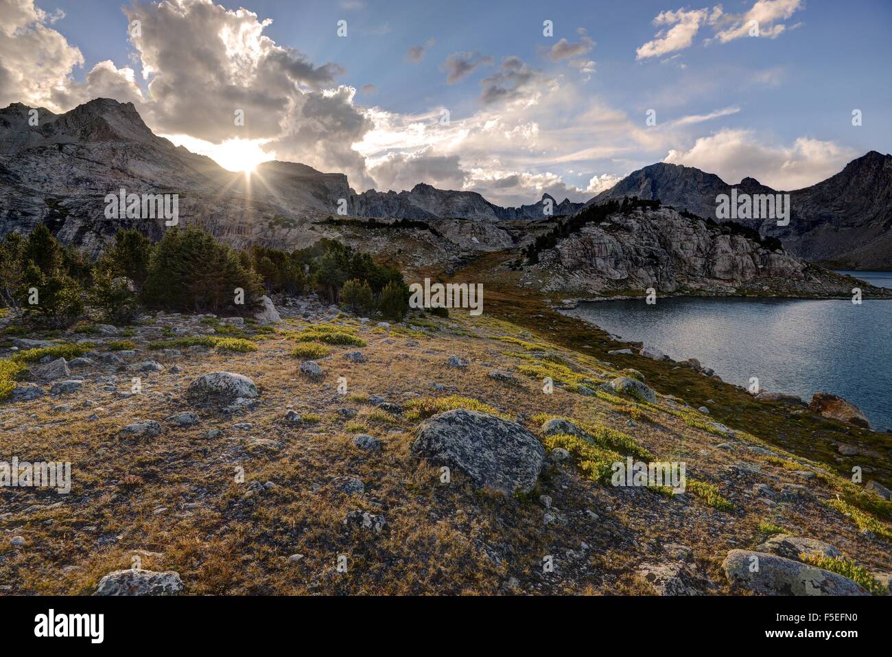 Tramonto dal bacino di Baptiste, Bridger-Teton National Forest, Wyoming USA Foto Stock