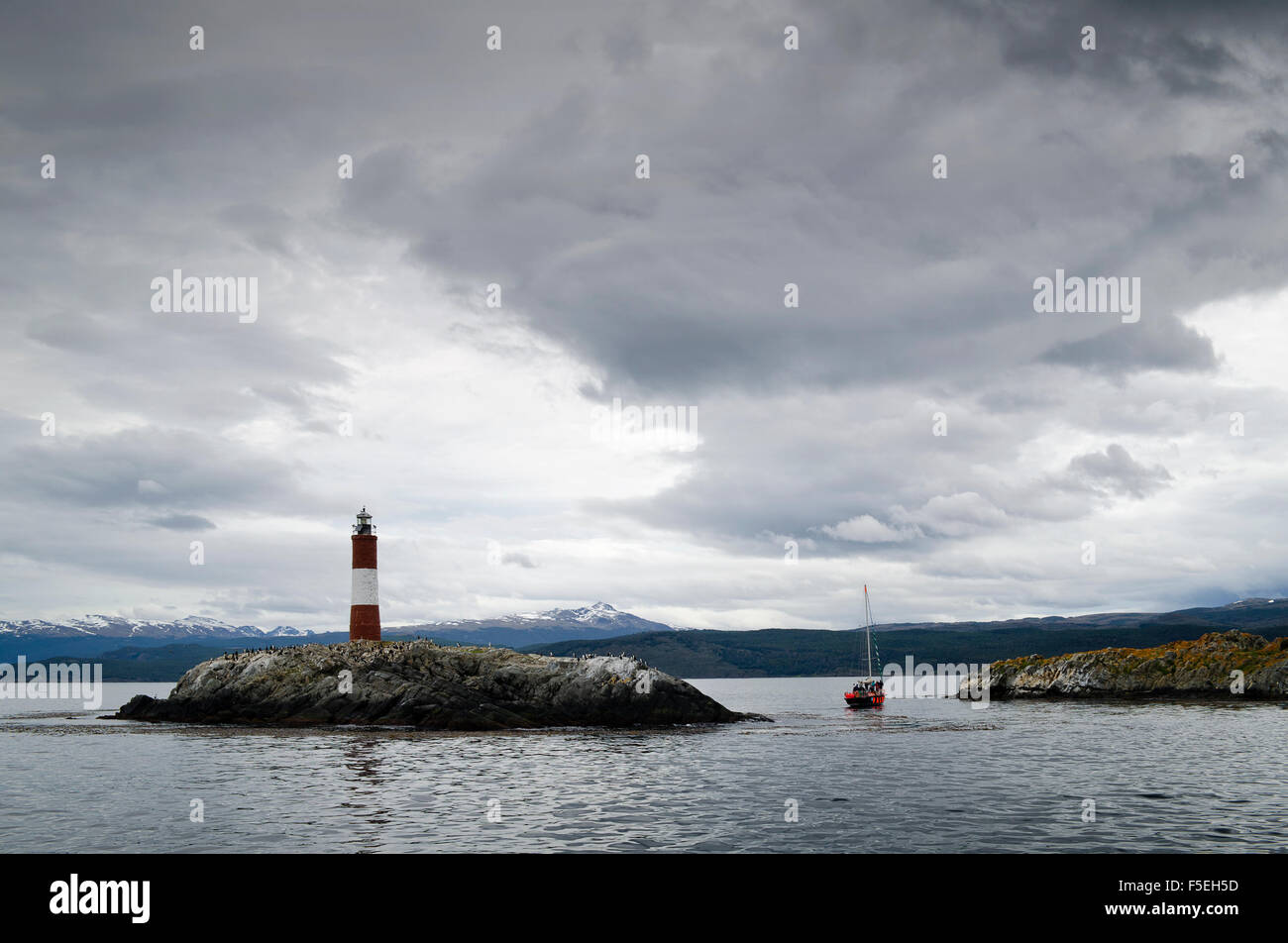 Les Eclaireurs lighthouse, Canale del Beagle, Tierra del Fuego, Argentina Foto Stock