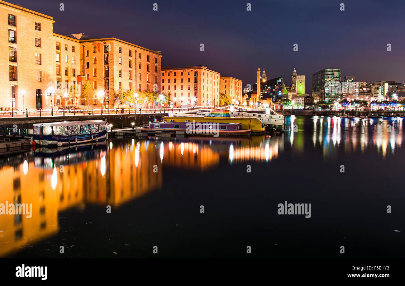 Liverpool di notte, Inghilterra, Regno Unito Foto Stock