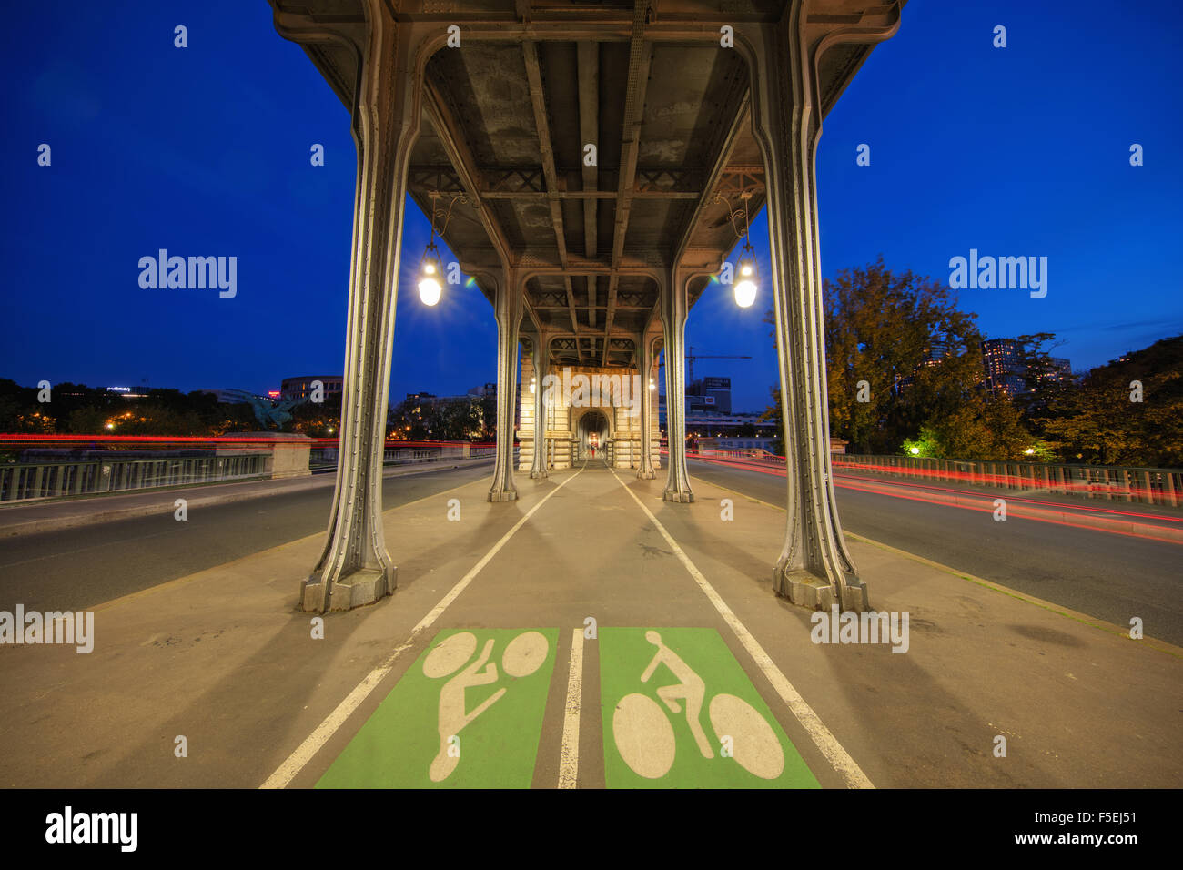 Bir-Hakeim bridge di notte, Parigi, Francia Foto Stock