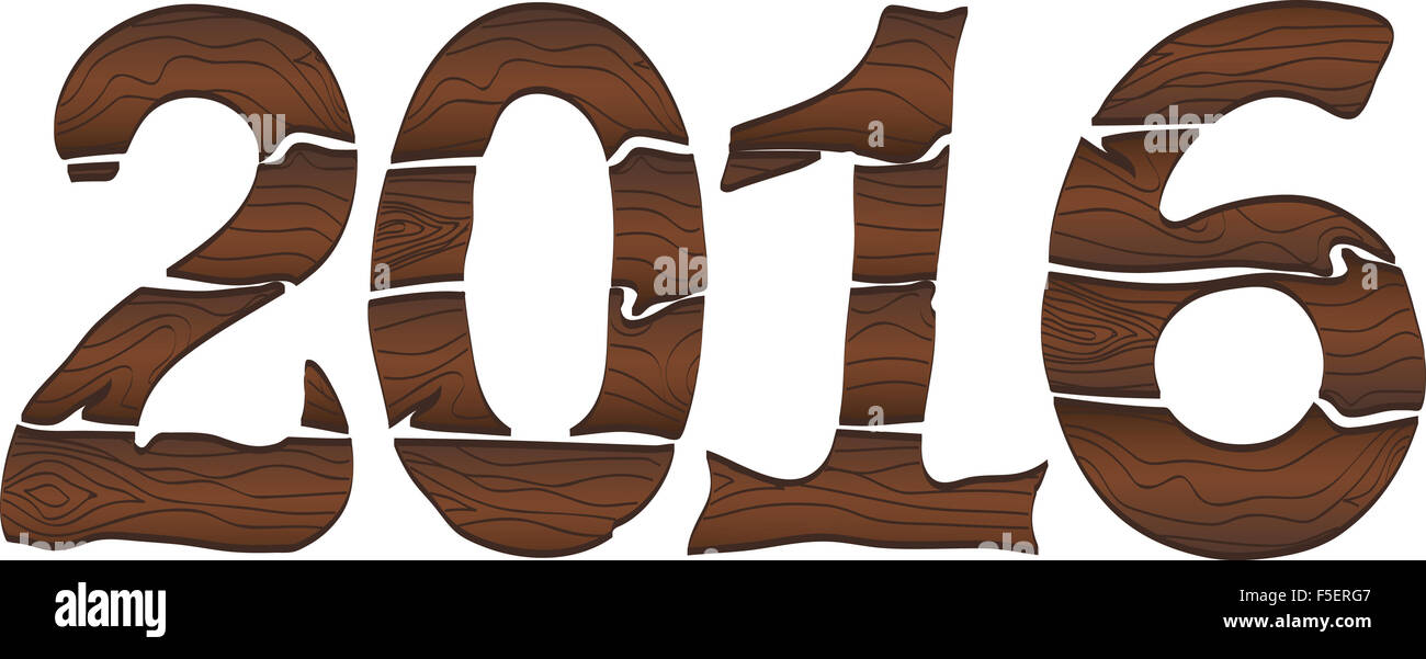 Felice anno nuovo 2016 da legno. L'idea per il banner di natale Foto Stock