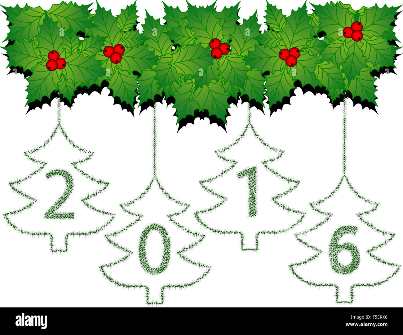 Biglietti di auguri illustrazione vettoriale l'idea per il banner di Natale. Ghirlanda di Natale Foto Stock