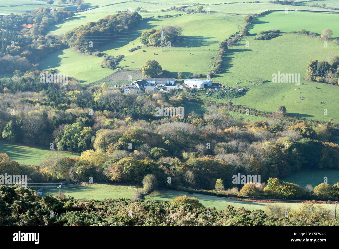 Campagna sopra Mochdre Galles del Nord Foto Stock