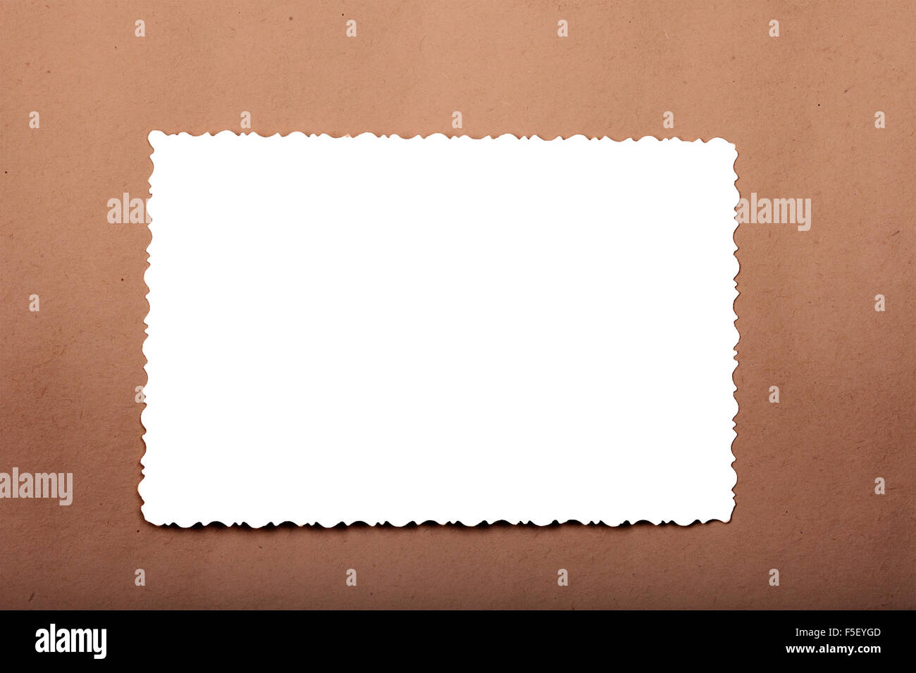 White modulo vuoto per le foto nella vecchia scatola di cartone Foto Stock