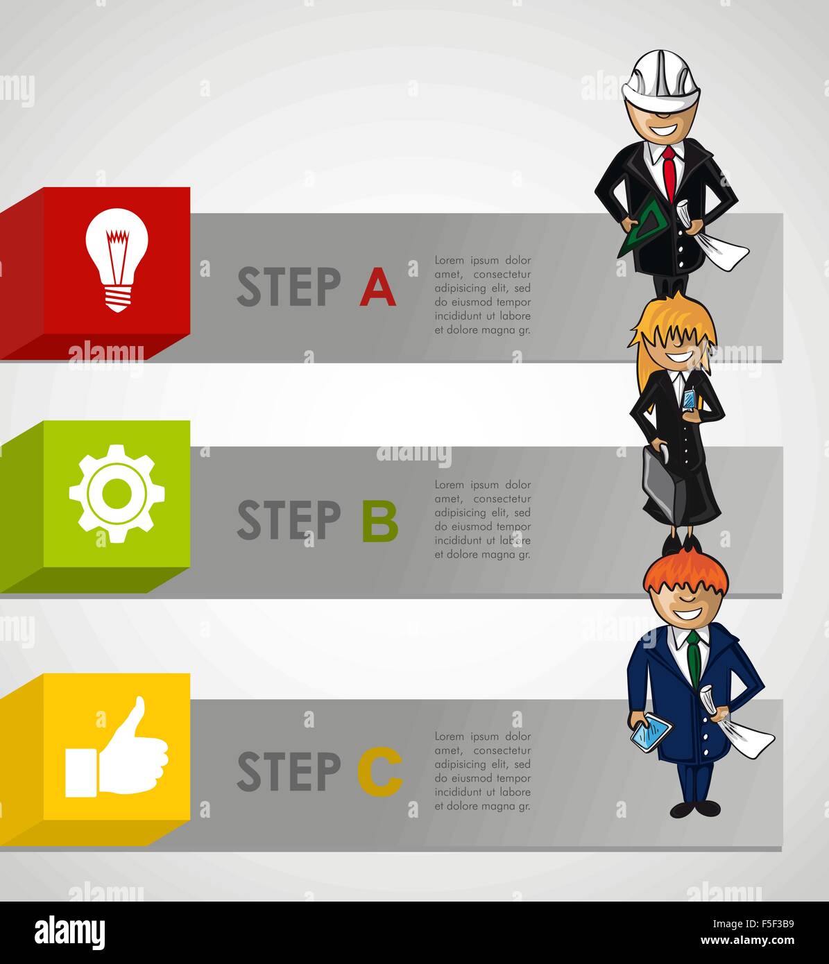 Moderna strategia di business plan da passi concetto illustrazione. EPS10 vettore. Illustrazione Vettoriale