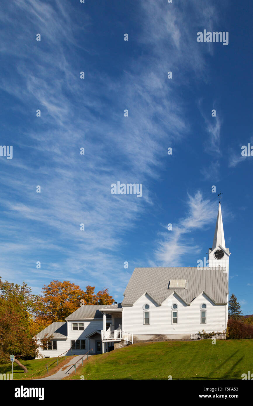 La seconda congregazionale Chiesa unita di Cristo, Jeffersonville, Lamoille County, Vermont New England USA Foto Stock