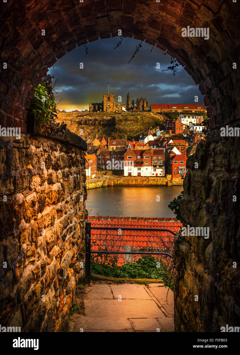 Whitby Abbey, North Yorkshire, Inghilterra Foto Stock