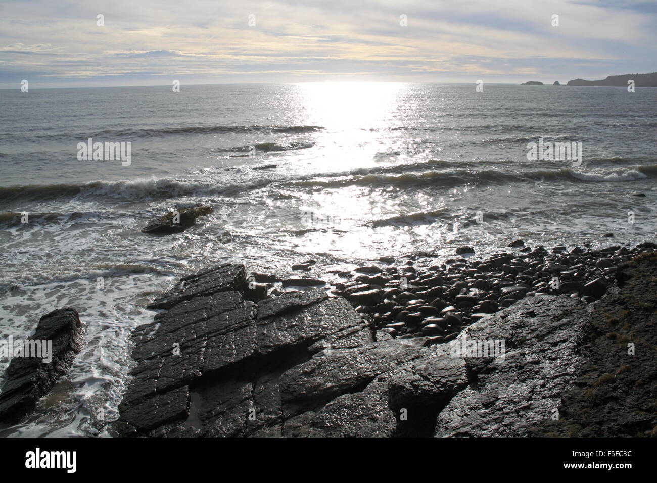 Sunrise a Wiseman's Bridge Amroth, Carmarthen Bay, Pembrokeshire, Dyfed Galles, Gran Bretagna, Regno Unito, Gran Bretagna, Europa Foto Stock