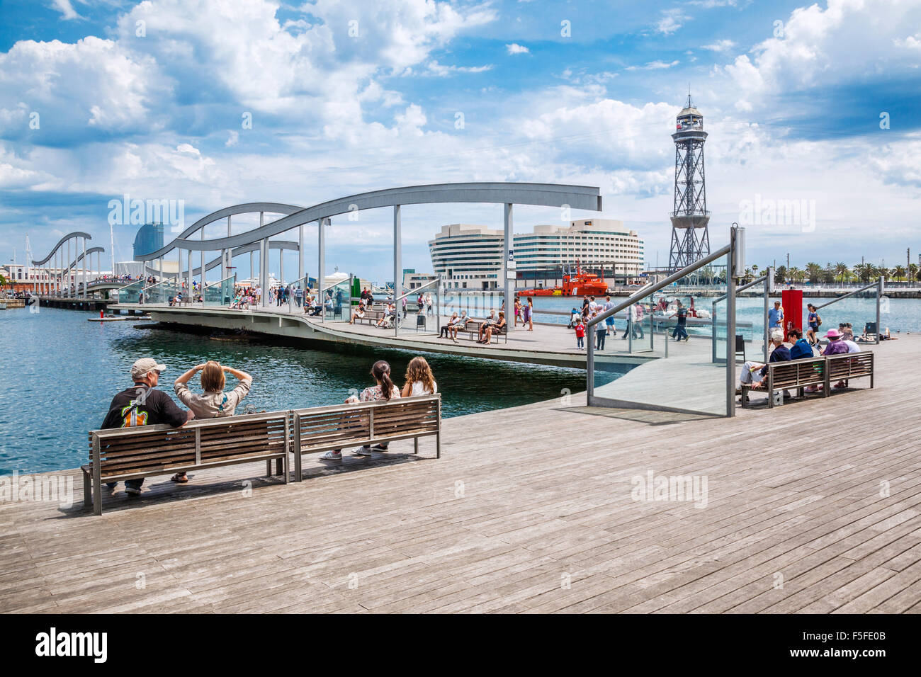 Spagna, catatonia, Barcellona, Port Vell, Rambla del Mar, Foto Stock