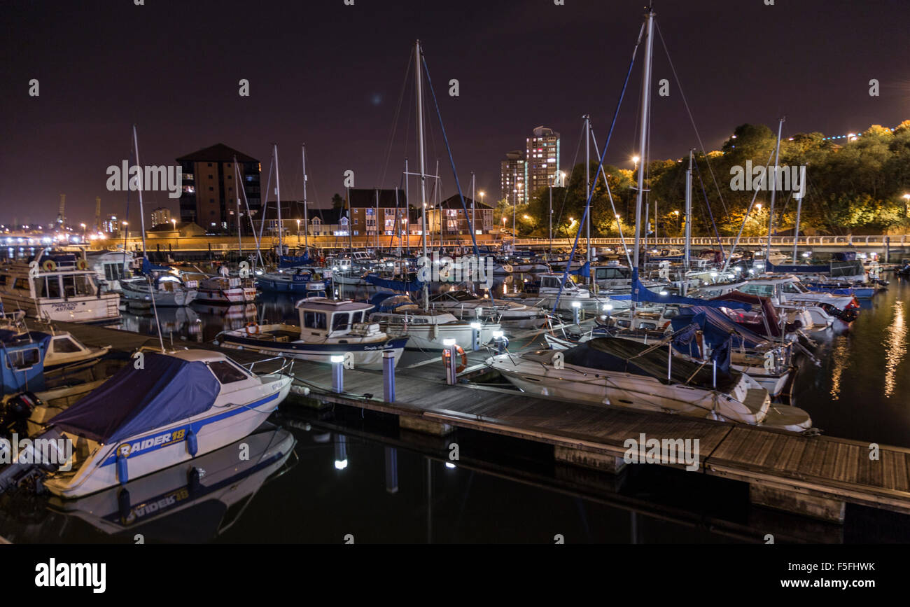 SUNDERLAND MARINA Night Shot Foto Stock