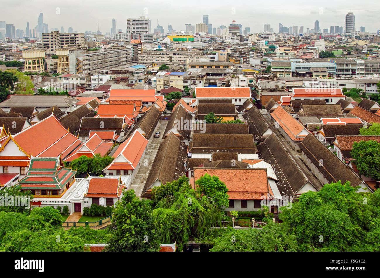 Bangkok (Thailandia), skyline panorama dal Golden Mount Foto Stock