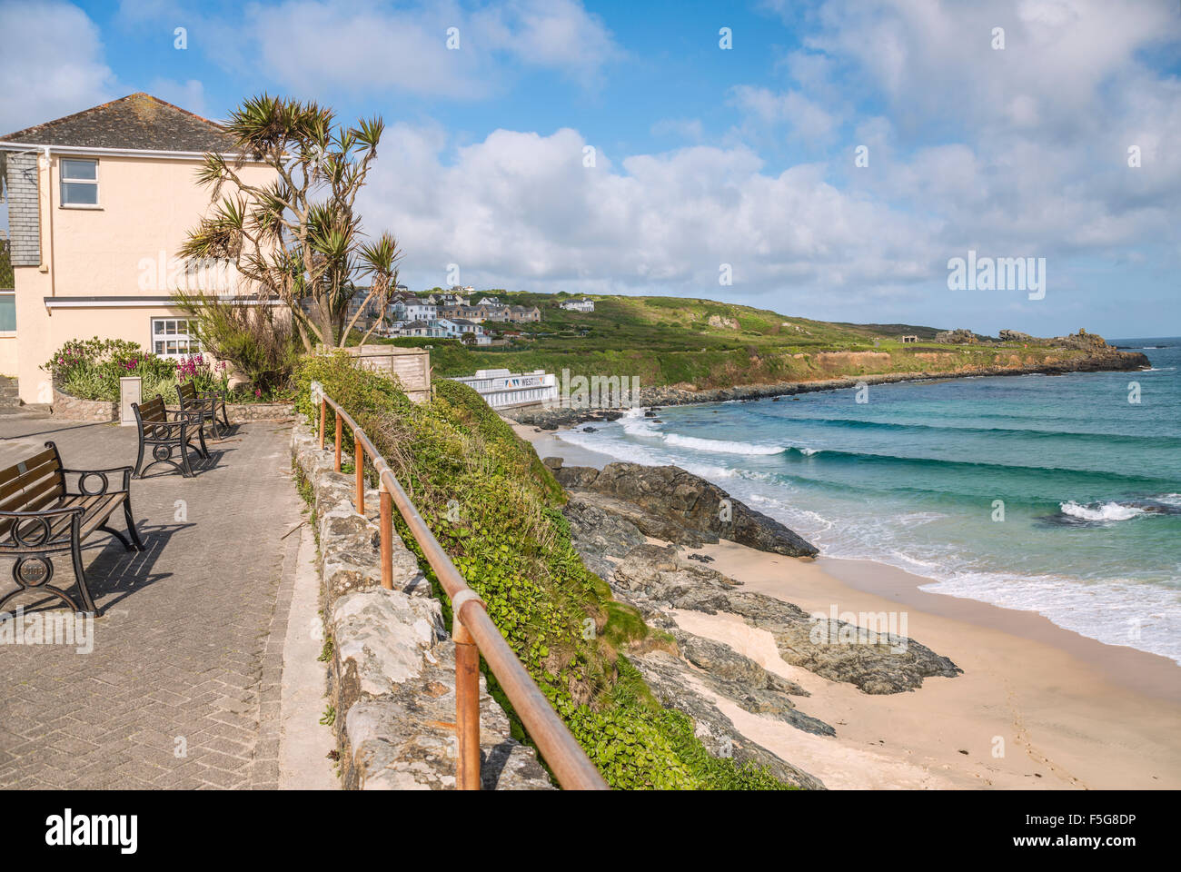 Porthmeor Beach di St.Ives, Cornovaglia, Inghilterra, Regno Unito Foto Stock