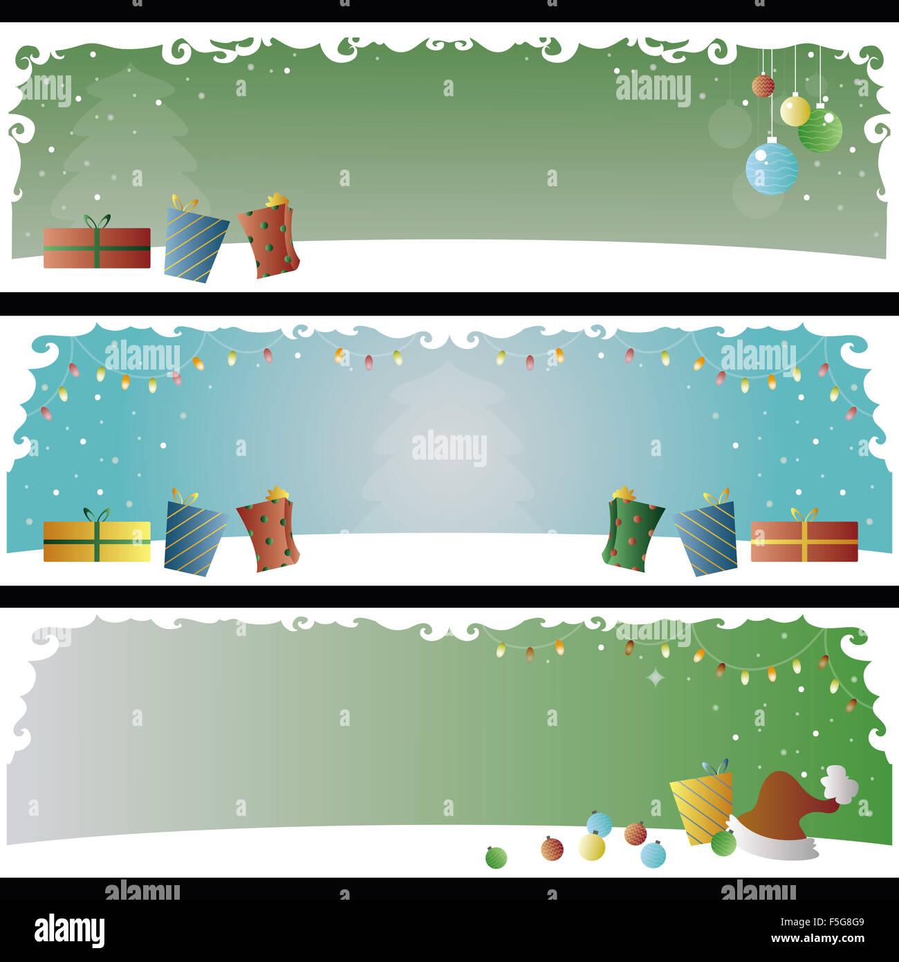 Set di 3 banner di Natale in modificabile file vettoriali Foto Stock