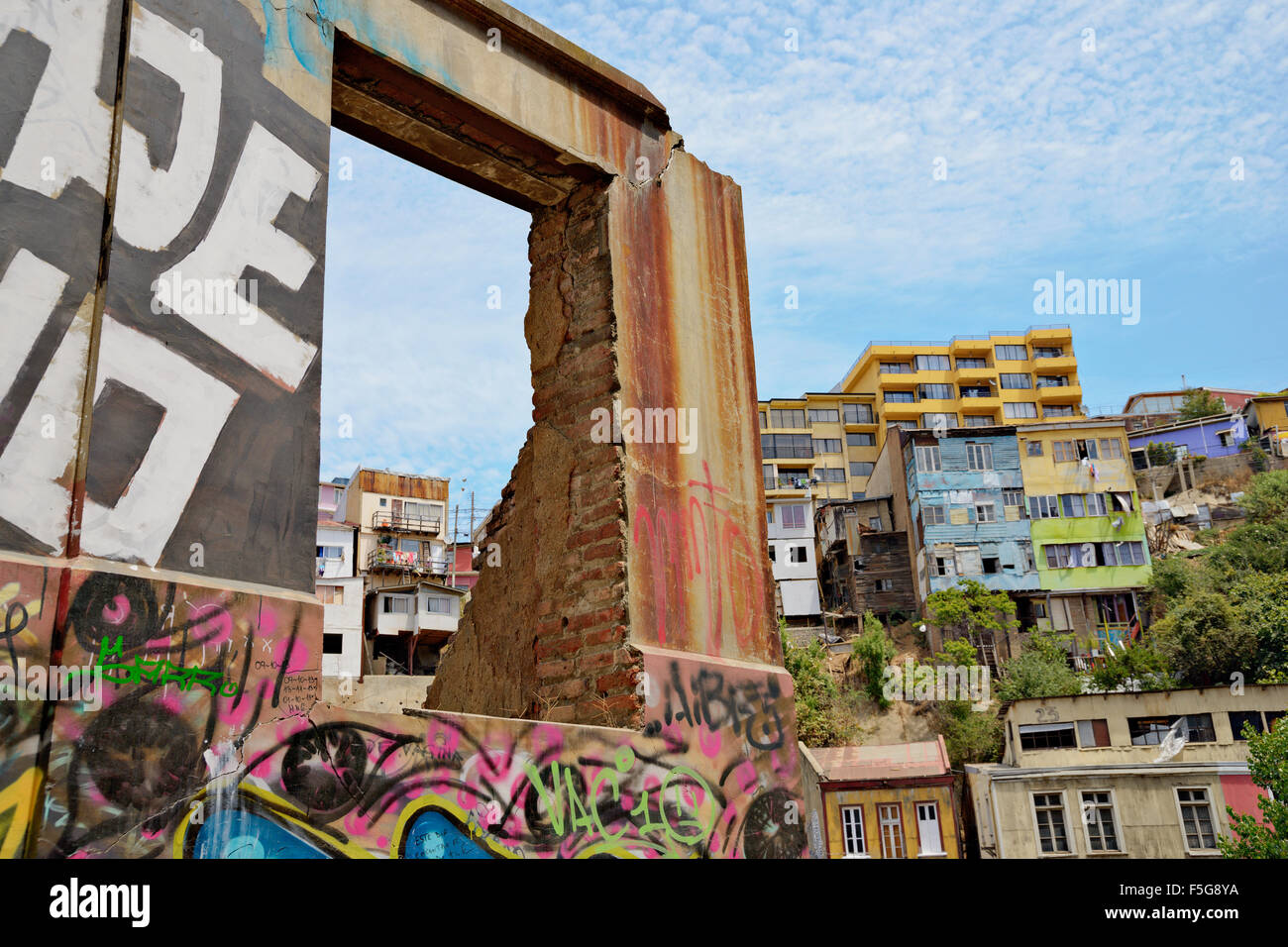Cerro Arrayan. Cerros sono hill neigbourhoods a Valparaiso, Cile. Foto Stock