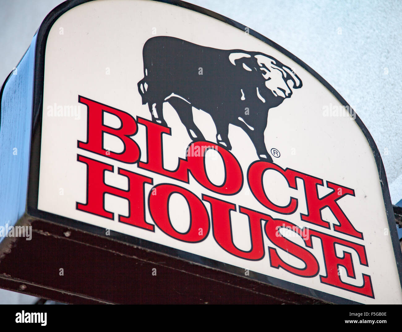 Blocco House steak house segno Foto Stock
