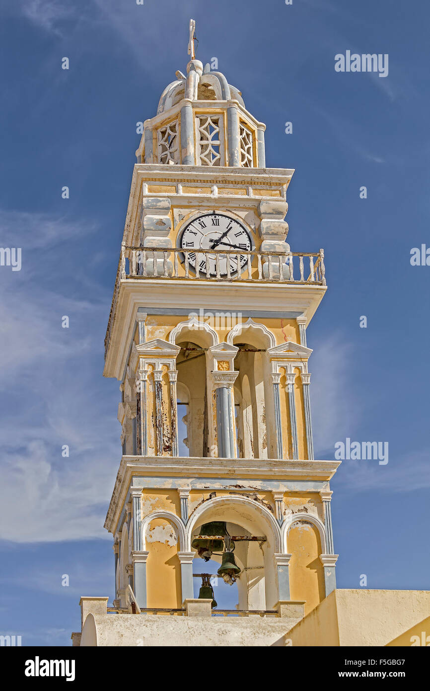 Cattedrale Clocktower Fira Santorini Grecia Foto Stock
