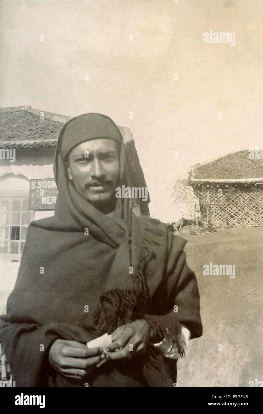 Un uomo con un tradizionale copricapo , India Foto Stock
