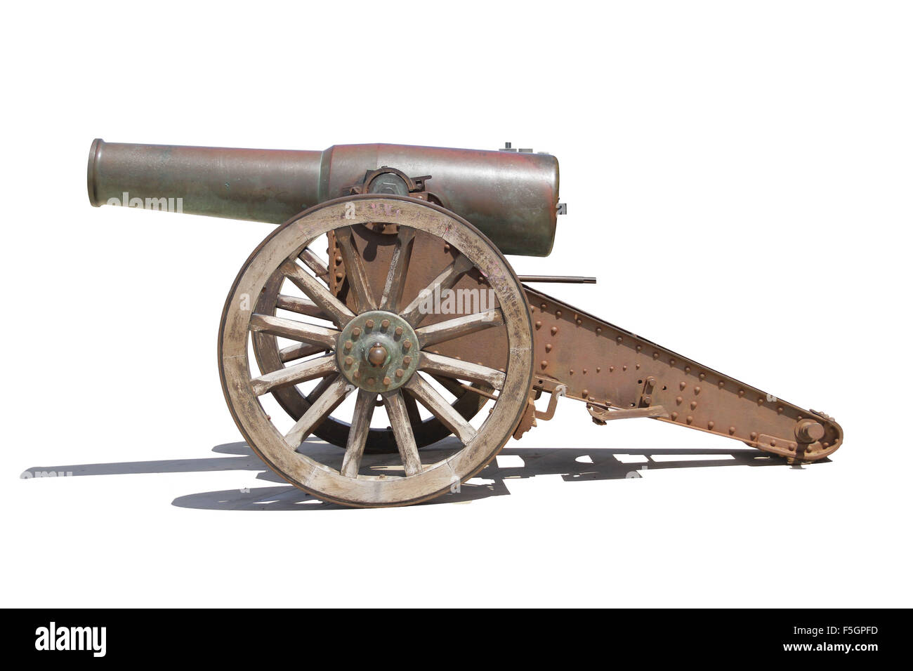 Ferro vecchio guerra spagnola canon con un carrello. Foto Stock