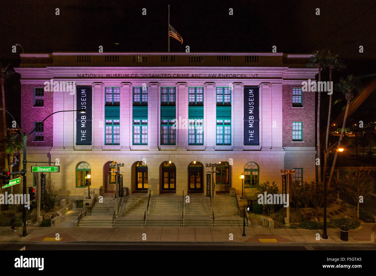 Las Vegas, Nevada. Museo Nazionale della criminalità organizzata e di applicazione della legge, il mob Museum, precedentemente noto come il Tribunale federale a casa. Foto Stock