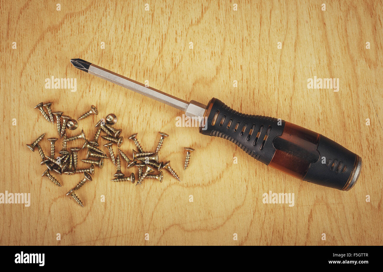 Viti e cacciavite Foto Stock