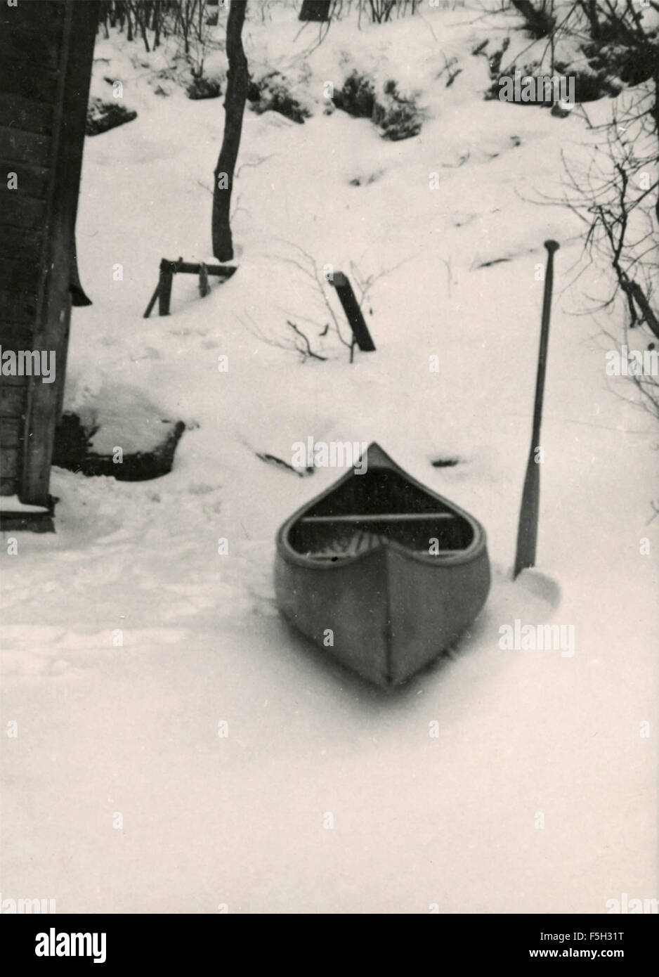 Una canoa sul ghiaccio, Danimarca Foto Stock