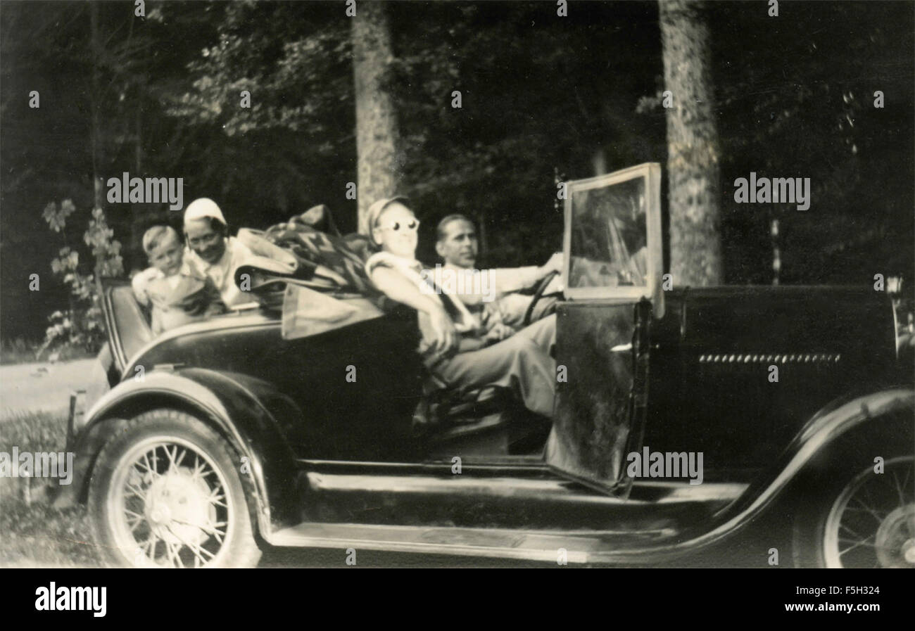 Una famiglia in un Auto, Danimarca Foto Stock