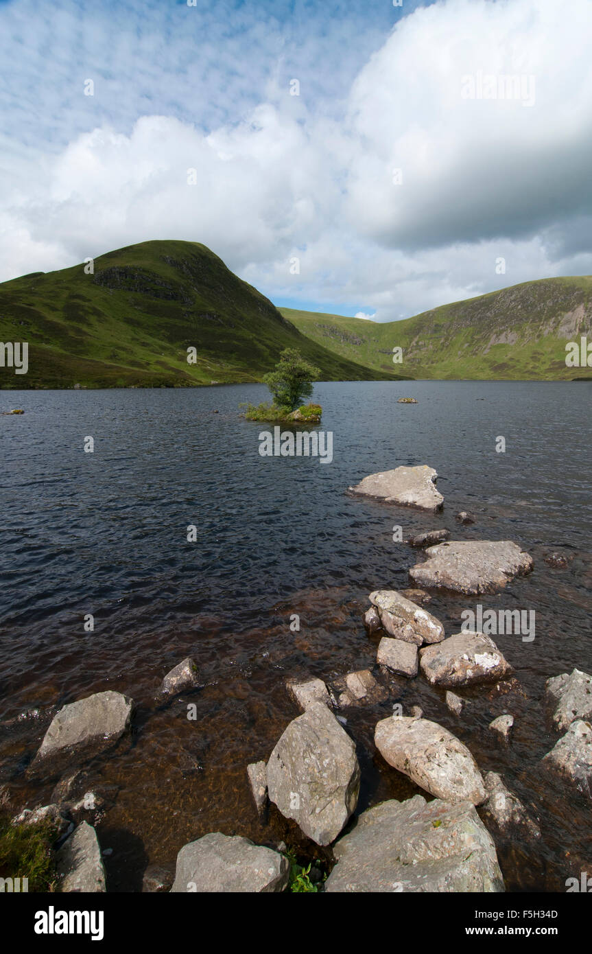 Guardando sul Loch Skene, Dumfries and Galloway Foto Stock
