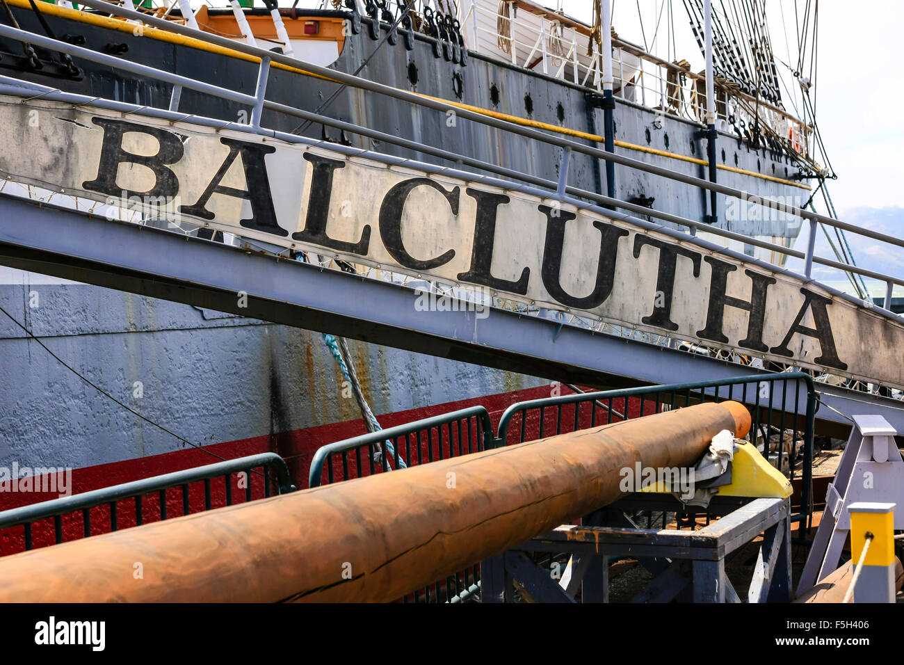 Il Balclutha a tre alberi in acciaio della nave 1886 conservati presso la San Francisco Maritime National Historical Park San Francisco, CA Foto Stock